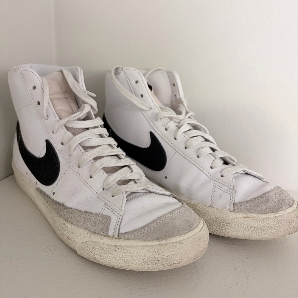 Nike White and Black Mid Blazers